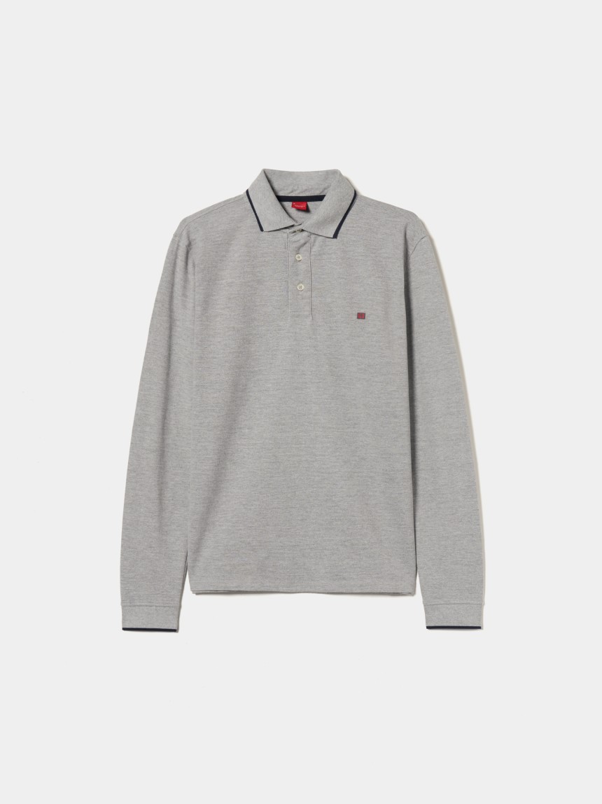 Polo piqué slim fit manga comprida