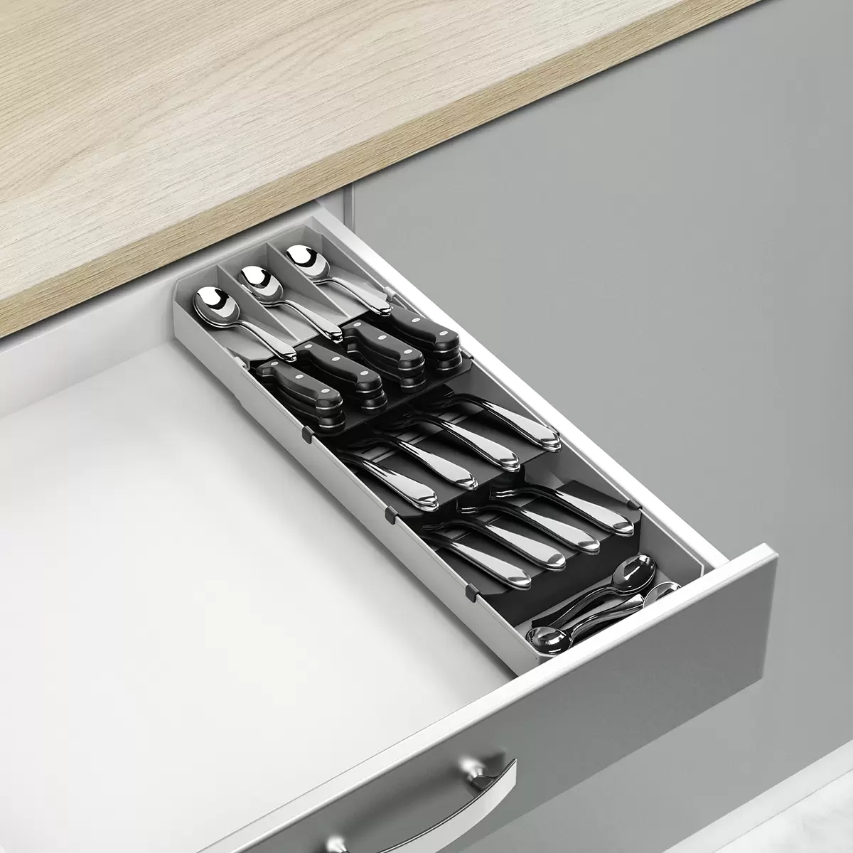 Besteck Organizer Uni-Fit dunkelgrau,hellgrau