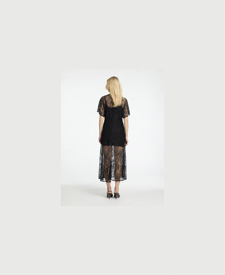 Selected Femme SLFDAPHNE SS MIDI LACE DRESS Sort