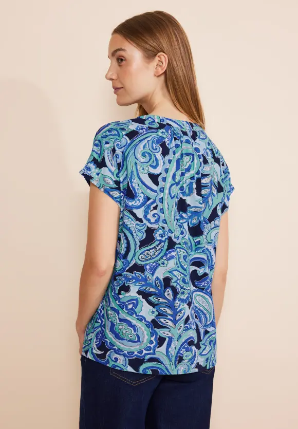 Print Blusenshirt - intense aqua