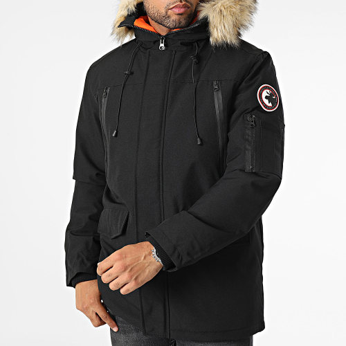 Doudoune Capuche Fourrure Trappeur Noir