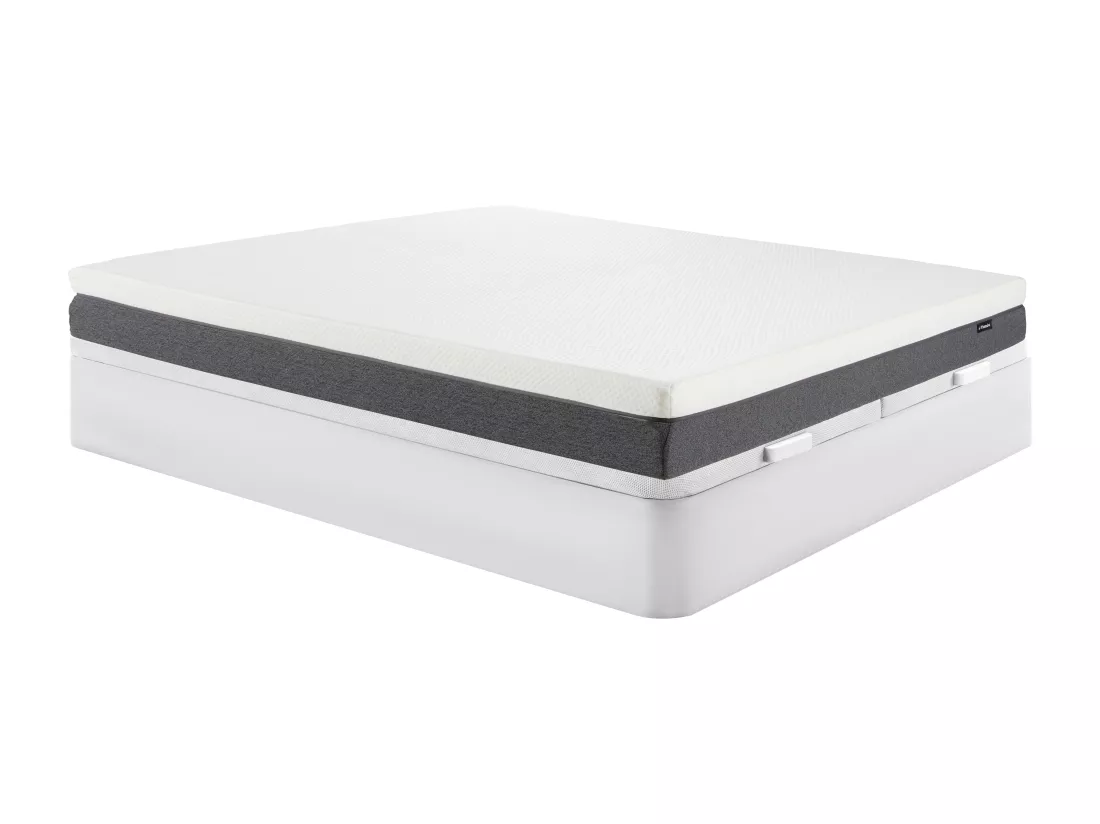 Ensemble 180 x 200 cm sommier coffre blanc + matelas mousse HD 7 zones et accueil mémoire de forme déhoussable ép.20cm - KELIH de YSMÉE