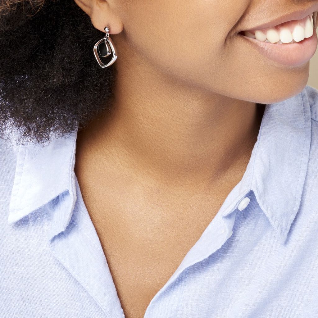 Boucles D'oreilles Pendantes Hayata Acier Blanc