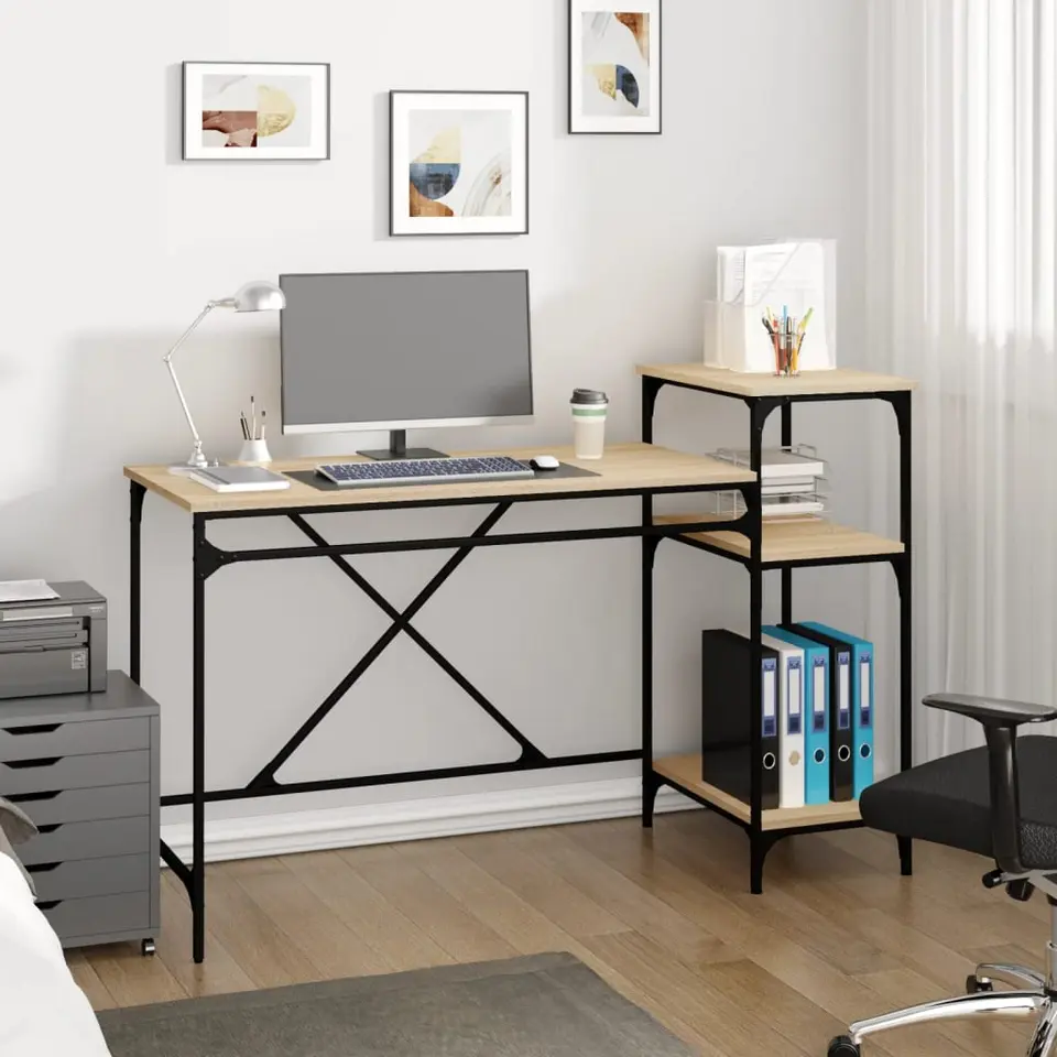 vidaXL - Bureau - Bruin - Bewerkt hout - 135 x 50 x 90 cm