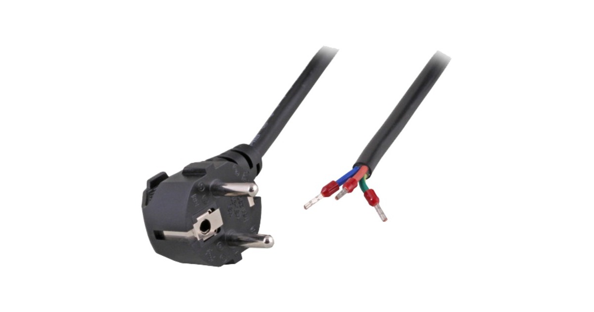 Open eind voedingskabe kabel  (Zwart, 5 meter)