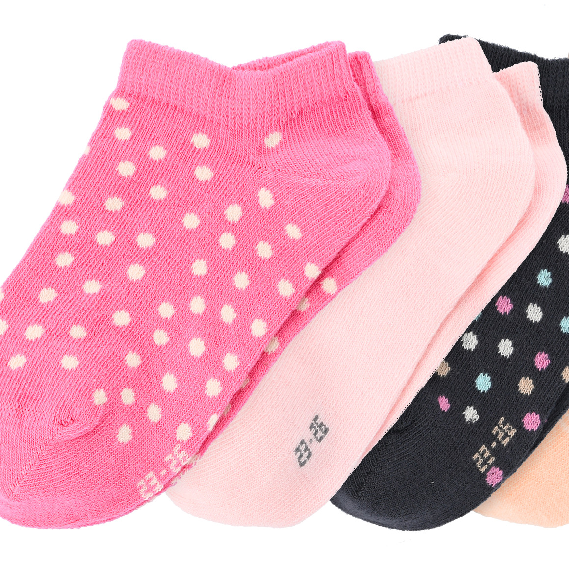 Topolino 5 Paar Mädchen Sneaker-Socken im Set dunkelgrau / rosa / orange
