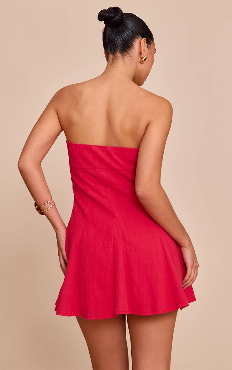 Rouge Robe Droite Plissée À Bandeau