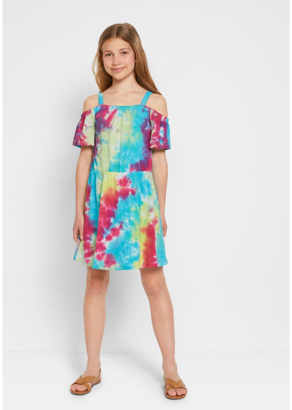 Robe en jersey fille avec col Carmen