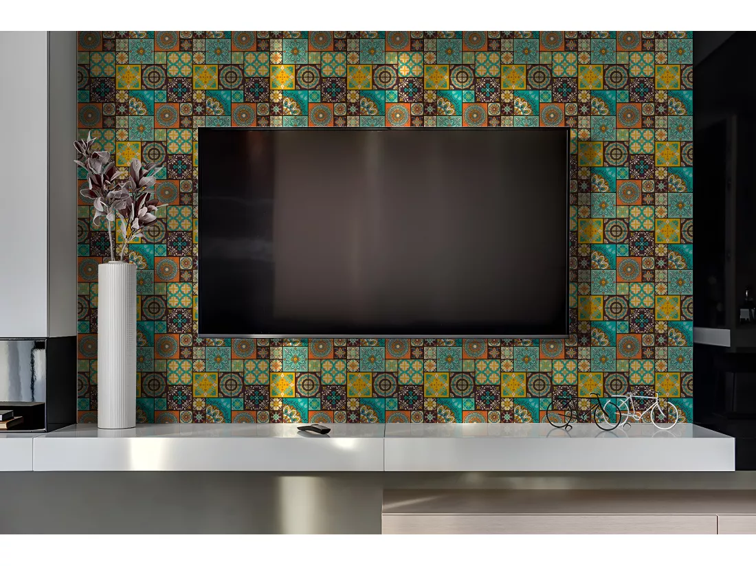 Panneaux muraux en vinyle, Planches en vinyle adhésives - 100x50 cm - Patchwork