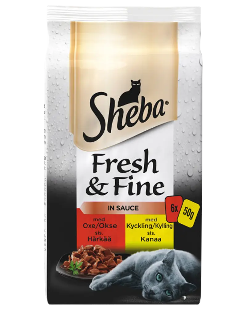 Sheba Vådfoder bøf og kylling 6 x 50 g