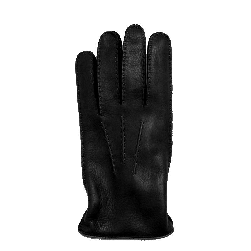 Caridei Heren Handschoen Hand Gestikt Zwart
