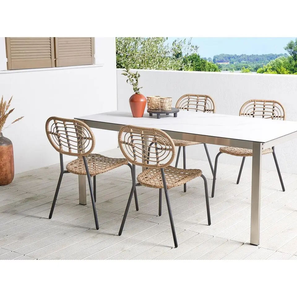 PRATELLO - Tuinstoel set van 4 - Naturel - PE rotan