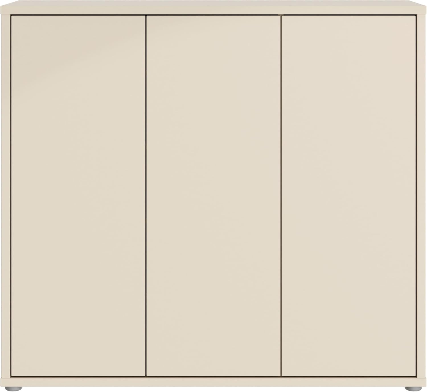 Forte Alice Springs Schuhschrank 100 110, Flurschrank mit 3 Türen und 8 Einlegeböden, Holzwerkstoff, Kaschmir Beige, 109,2 cm breit x 99,1 cm hoch x 34,9 cm tief