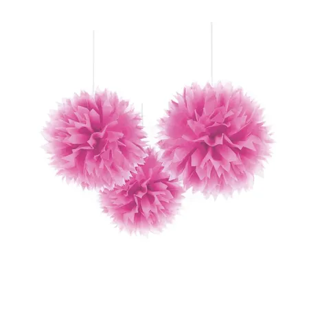 amscan Pom Pom, 3 Stück, pink, 40,6 cm