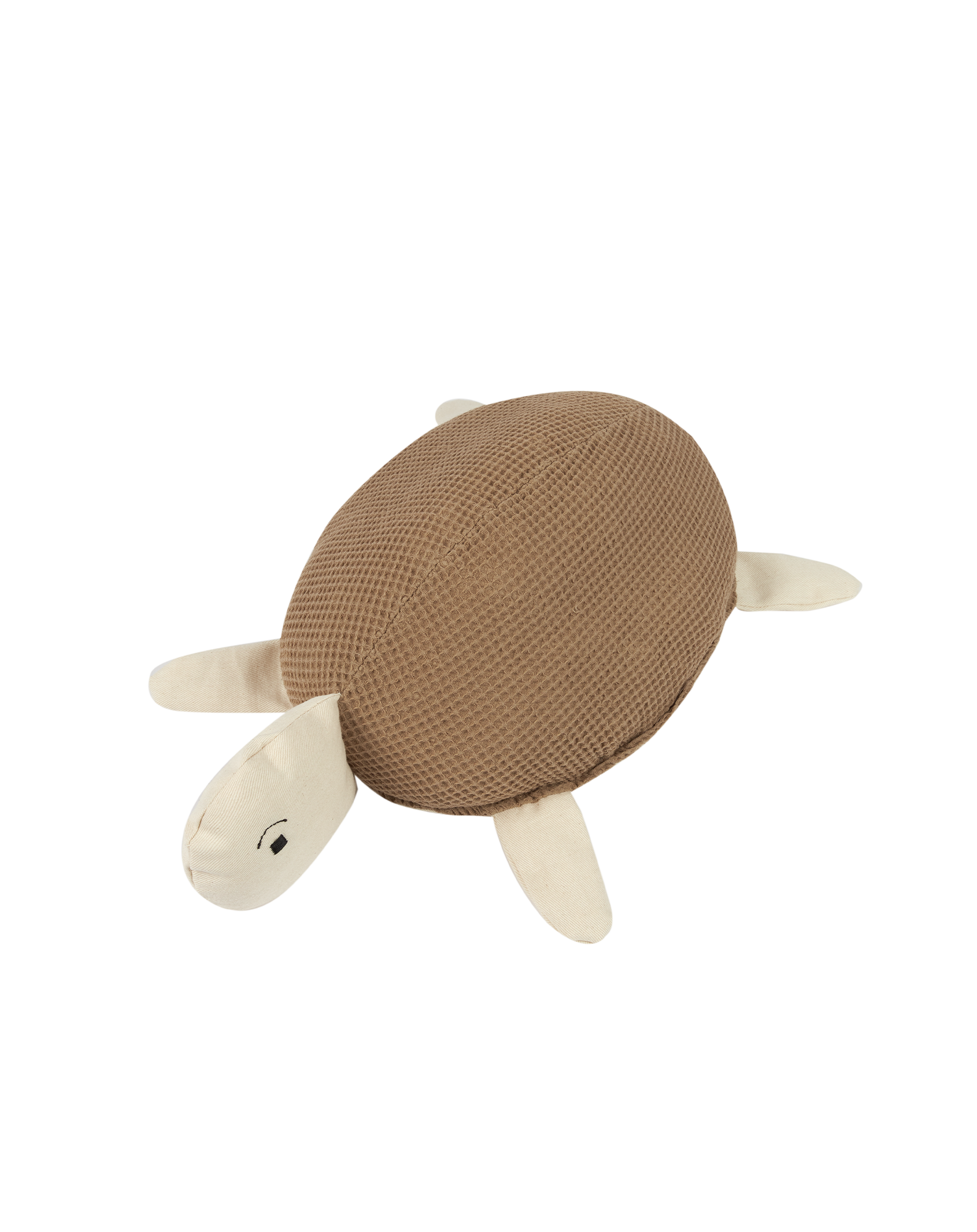 Coussin wabi-sabi tortue brodé en coton lavé | Marron