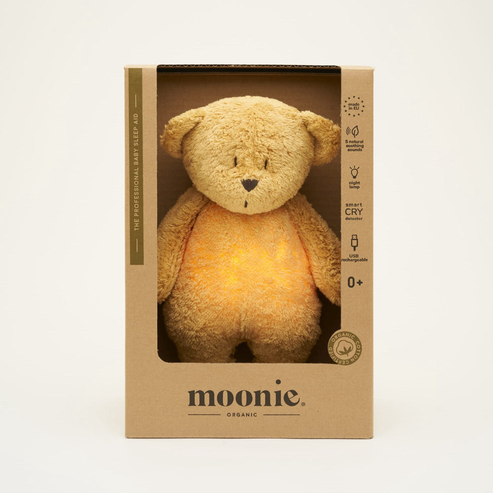 Køb Moonie Honey 2.0 Organic Humming Bjørn Med Pink Noise og en Lampe