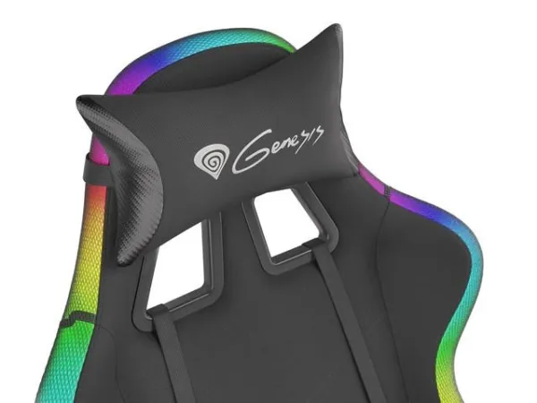 Genesis Trit 500 RGB - Stol - ergonomisk - lænestol - armstøtter - T-formet - vippe - drejeled - tekstil, PU syntetisk læder - sort