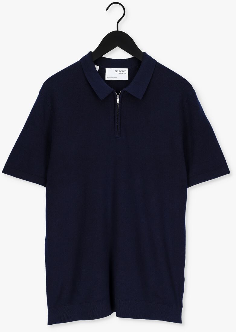 SELECTED HOMME donkerblauwe selected homme polo slhflorence ss knit zip polo b