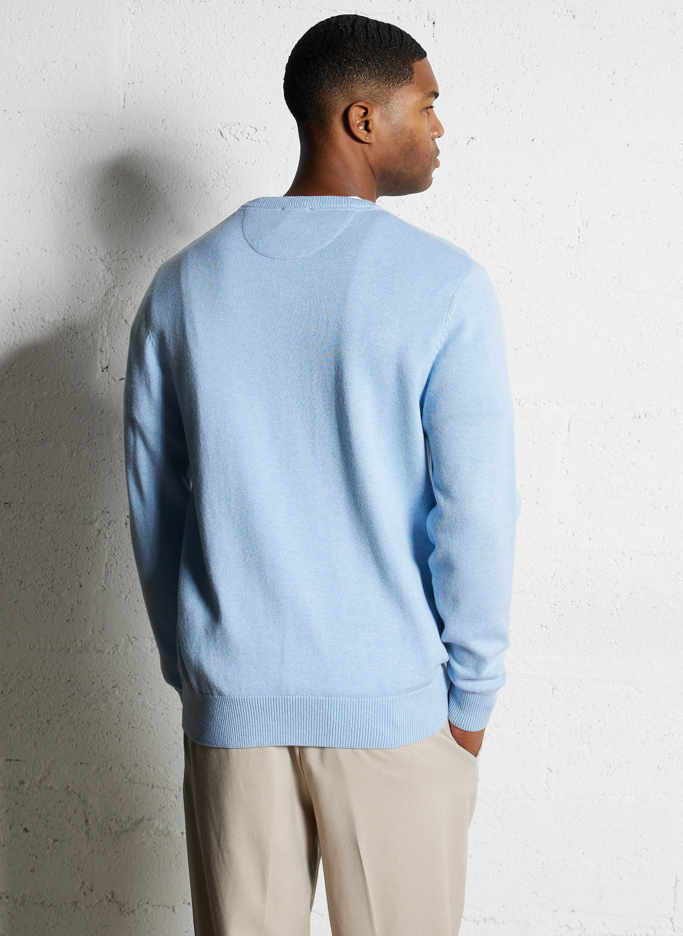 Pull droit en laine mélangée | Bleu