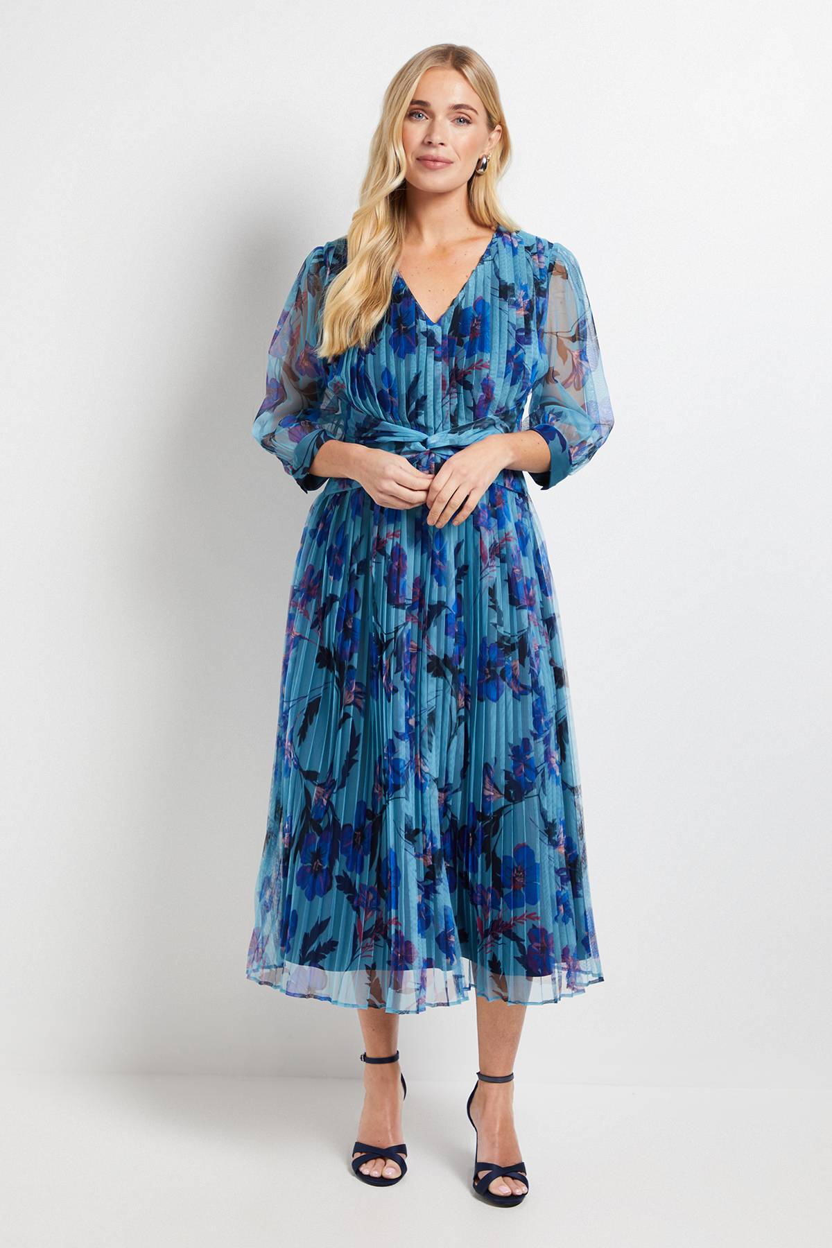 Wallis Robe Midi Plissée En Mesh Avec Détail Torsadé À La Taille Petite