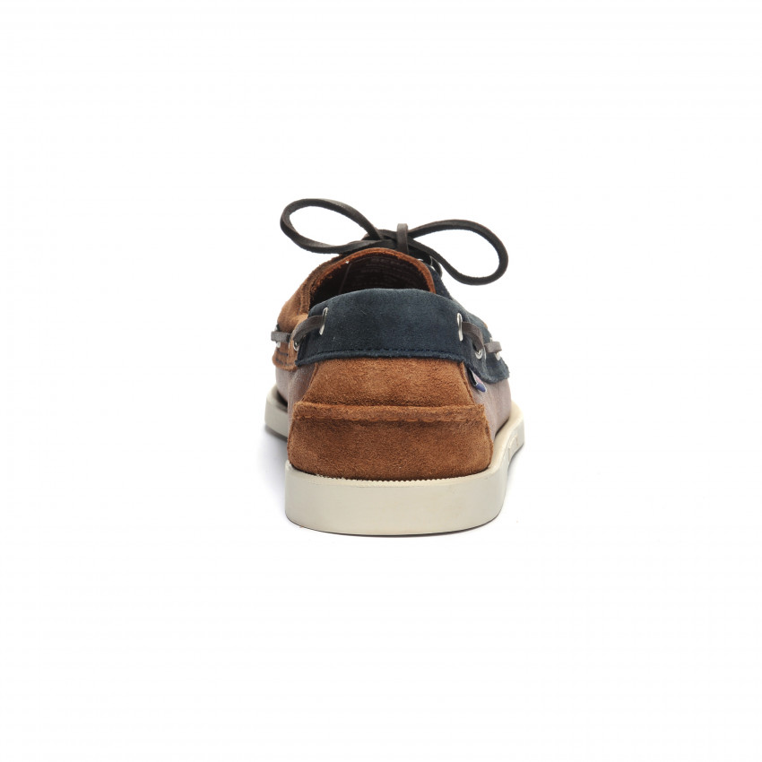 DOCKSIDES PORTLAND THREE EYES LEA SUEDE Blue Navy-Cognac-DkBr-Chaussures bateau pour homme en cuir