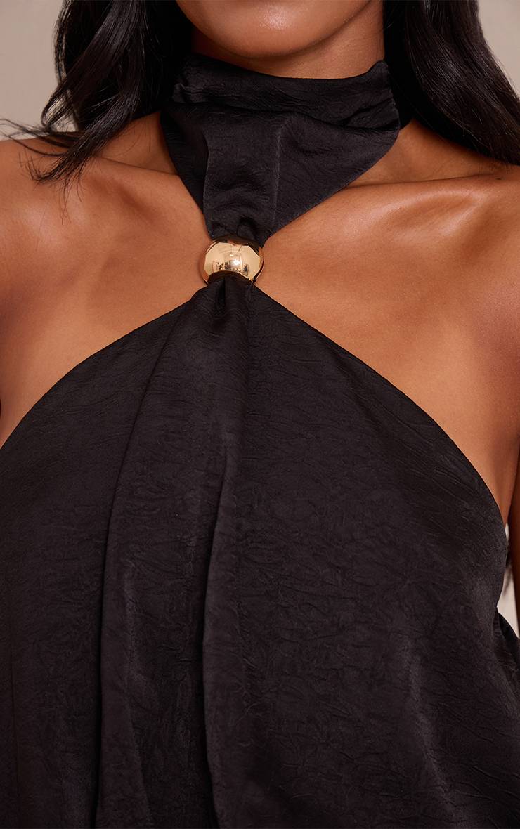 Noir Haut Col Licou Avec Détails Métalliques Tall