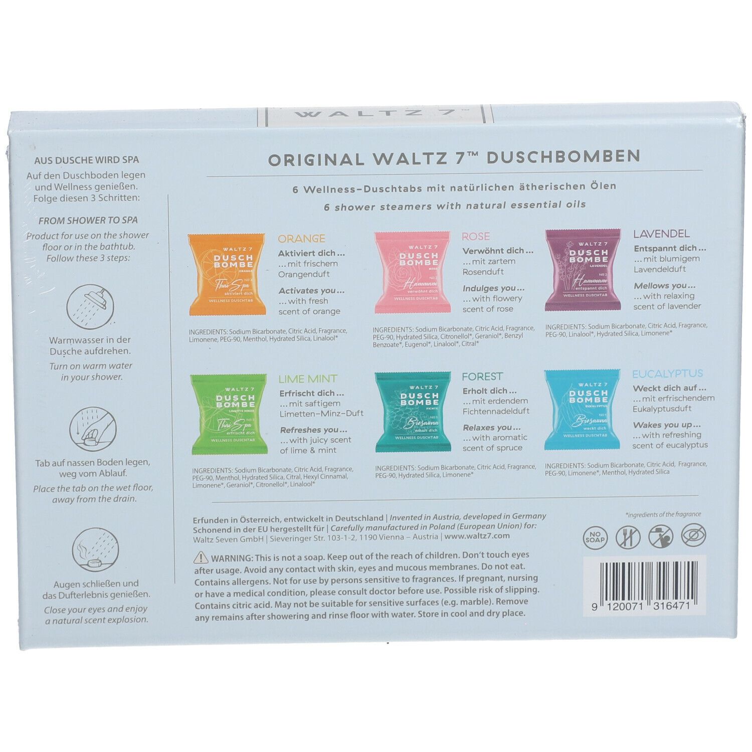 WALTZ 7 Duschwellness-Probierset mit 6 Duschbomben
