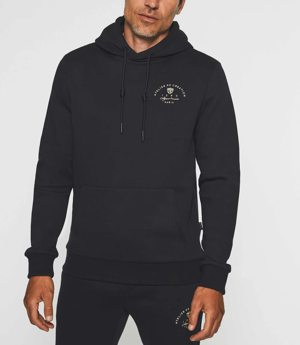 Sweat à capuche uni marine SWBAYA