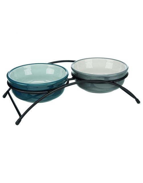 Trixie Voer- En Waterbak-Set - Voer\/Waterbak - 27x8x13 cm Petrol Grijs
