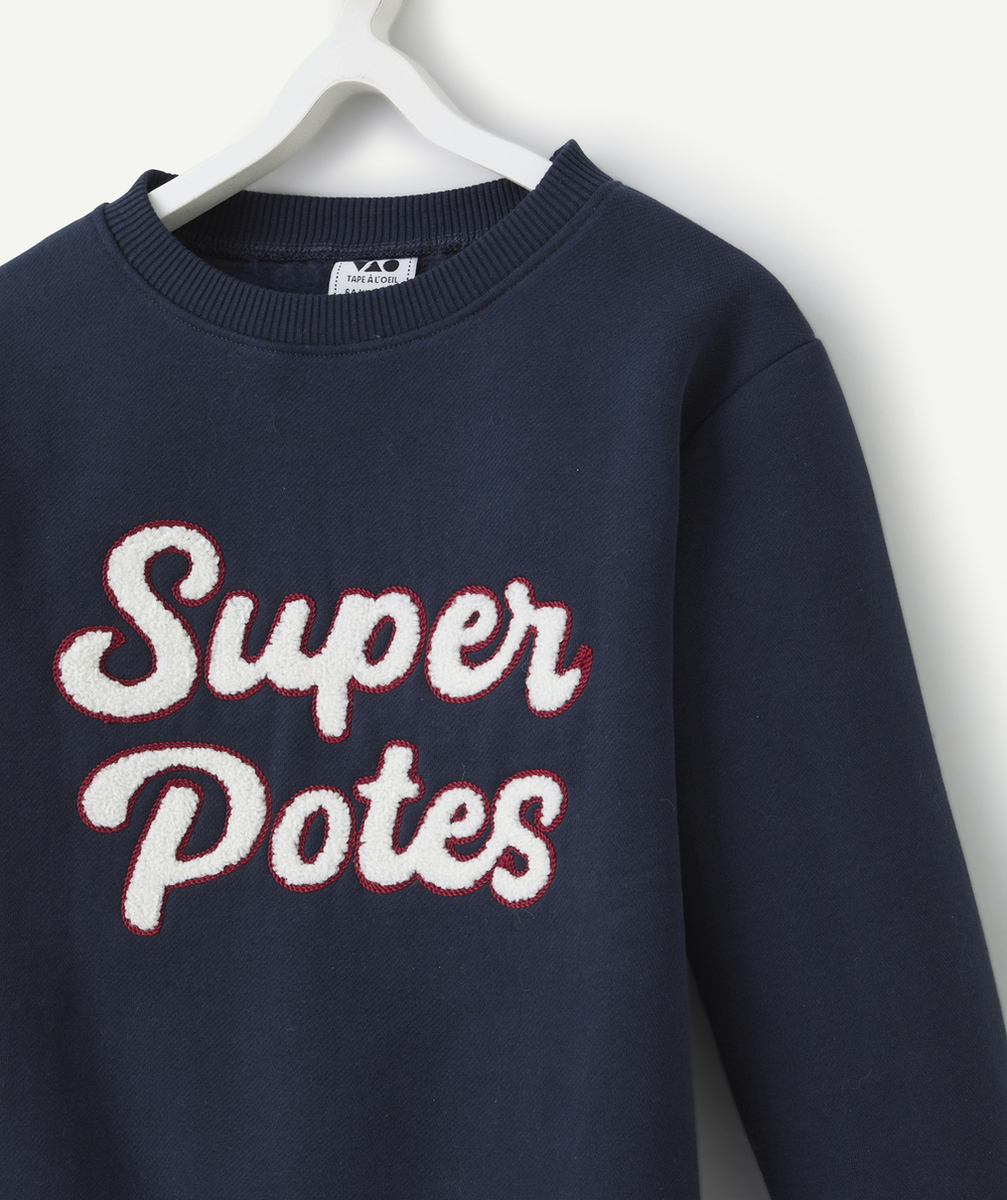 SWEAT GARÇON EN FIBRES RECYCLÉES AVEC PATCH EN BOUCLETTES SUPER POTES