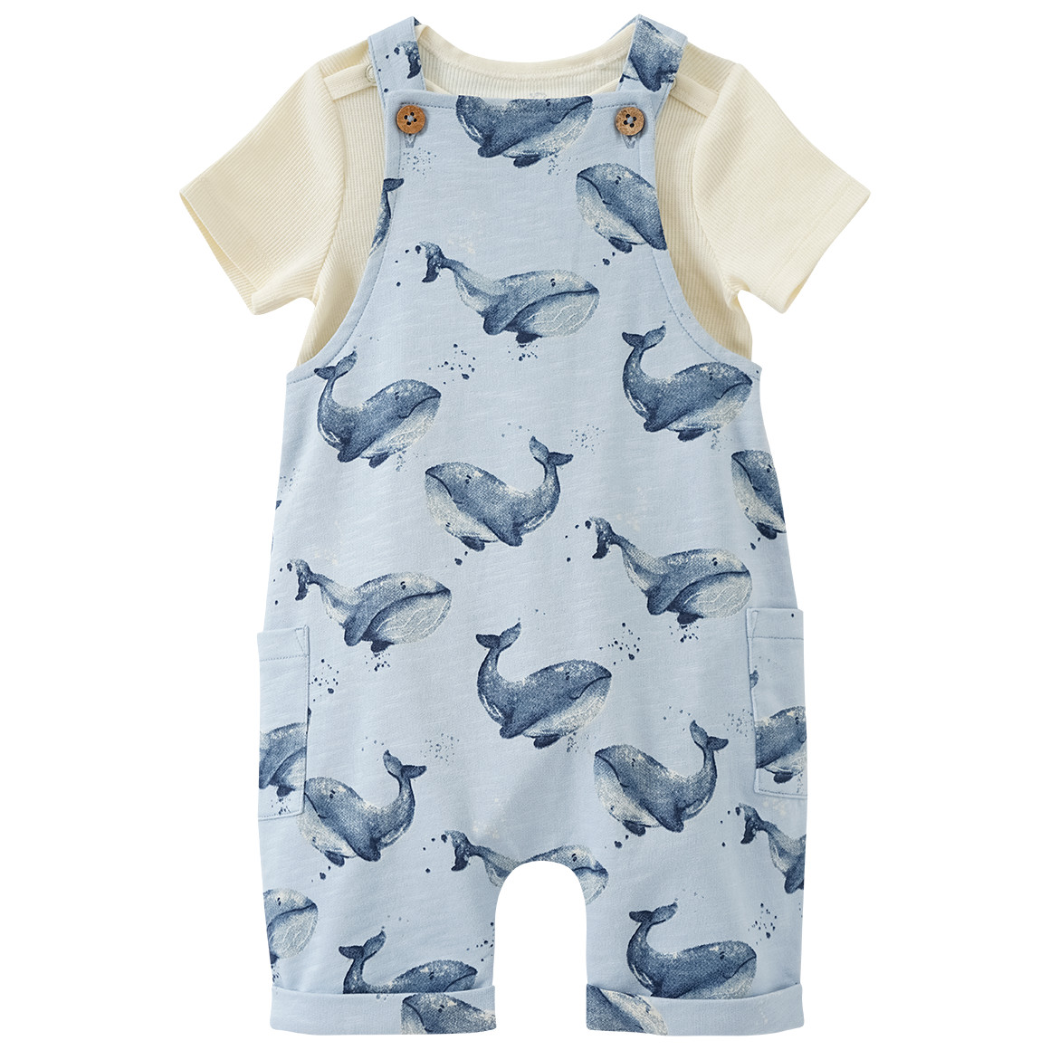 Topomini Pure Collection Newborn Strampler und Body im Set hellblau / creme