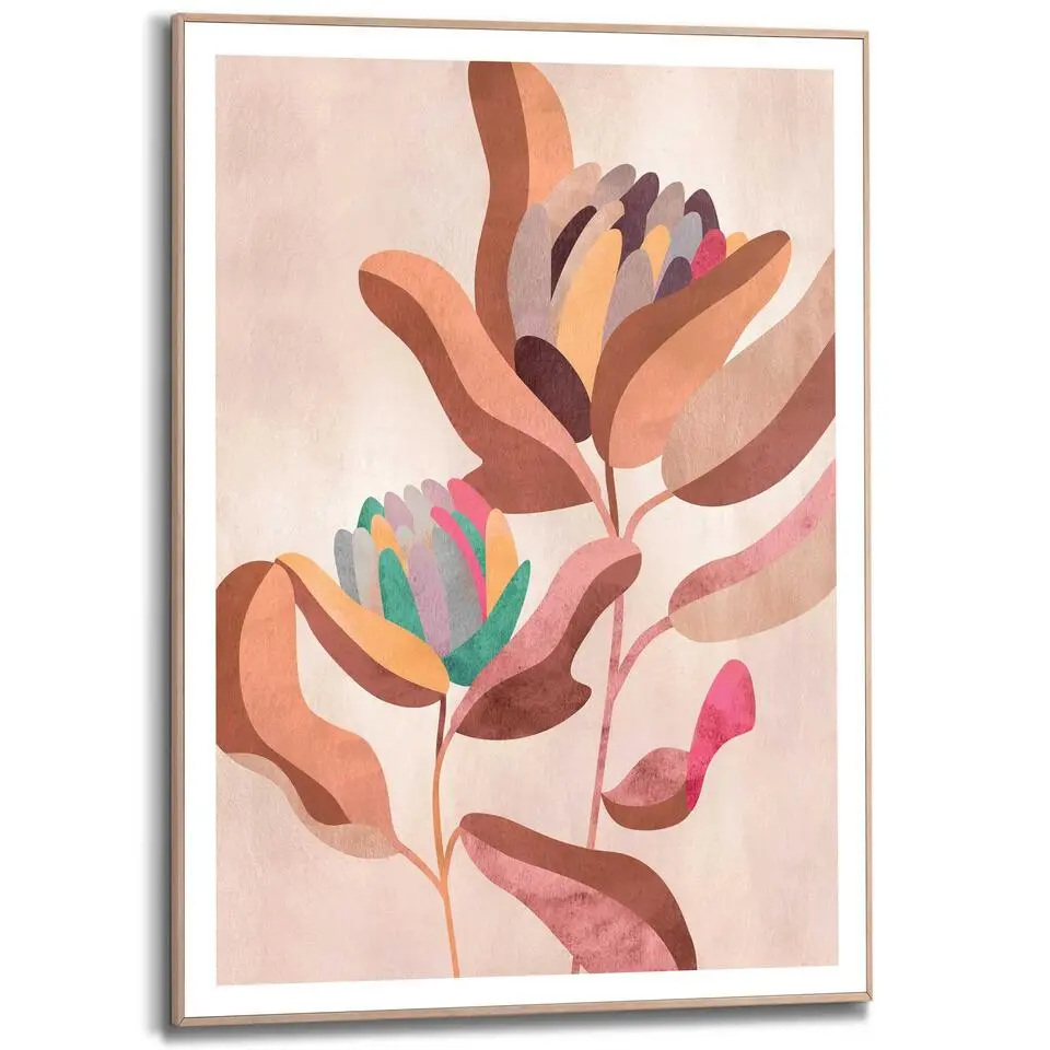 Schilderij Earth Flowers - 70x50cm - Bruin