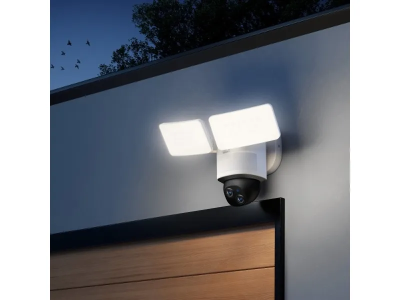 Eufy Floodlight E340 - Netværksovervågningskamera - panonering / hældningsvinkel - udendørs - vejrbestandig - farve (Dag/nat) - 3K, 2K - audio - trådløs - WiFi