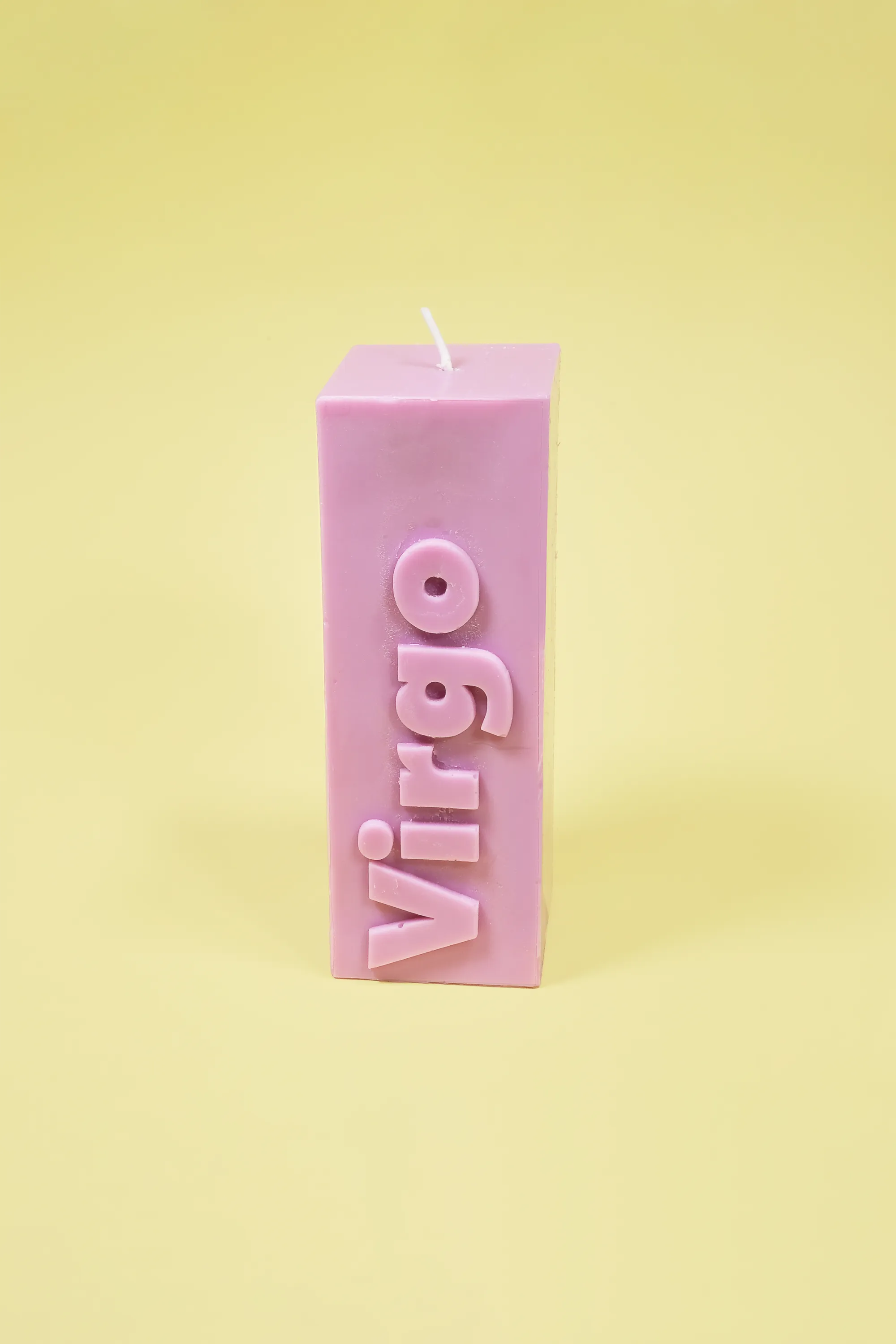 FLAMINGO CANDLES Bougie VIRGO ZODIAC BLOCK PILLAR CANDLE Violet
