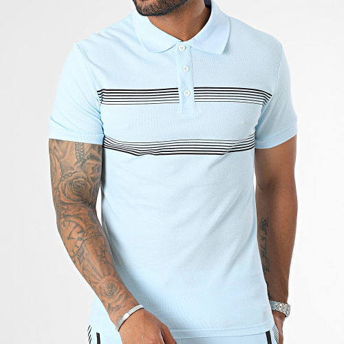 Ensemble Polo Manches Courtes Et Short Jogging Bleu Clair