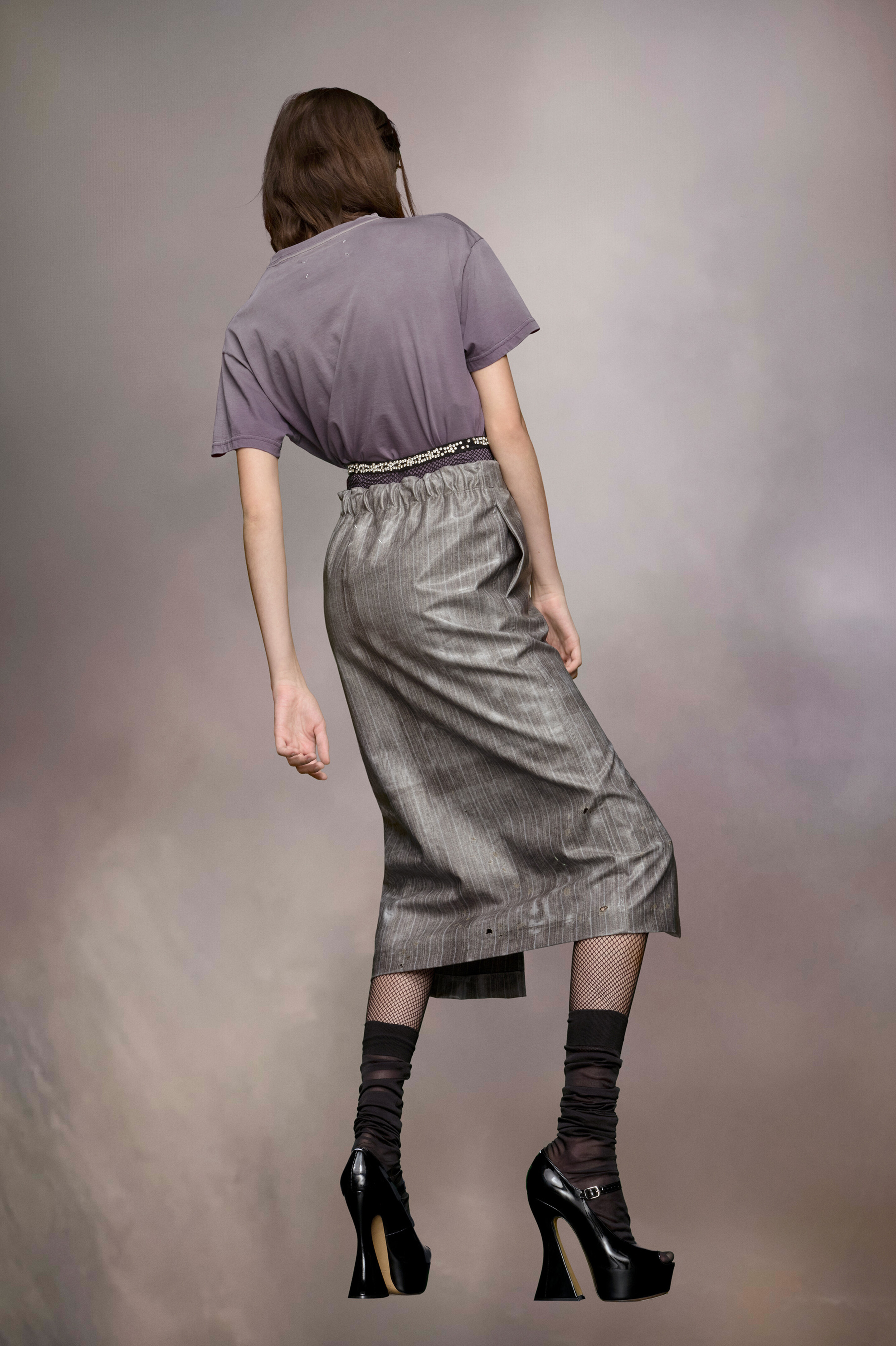 T-shirt à logo inversé pourpre en coton pour femme Aubergine