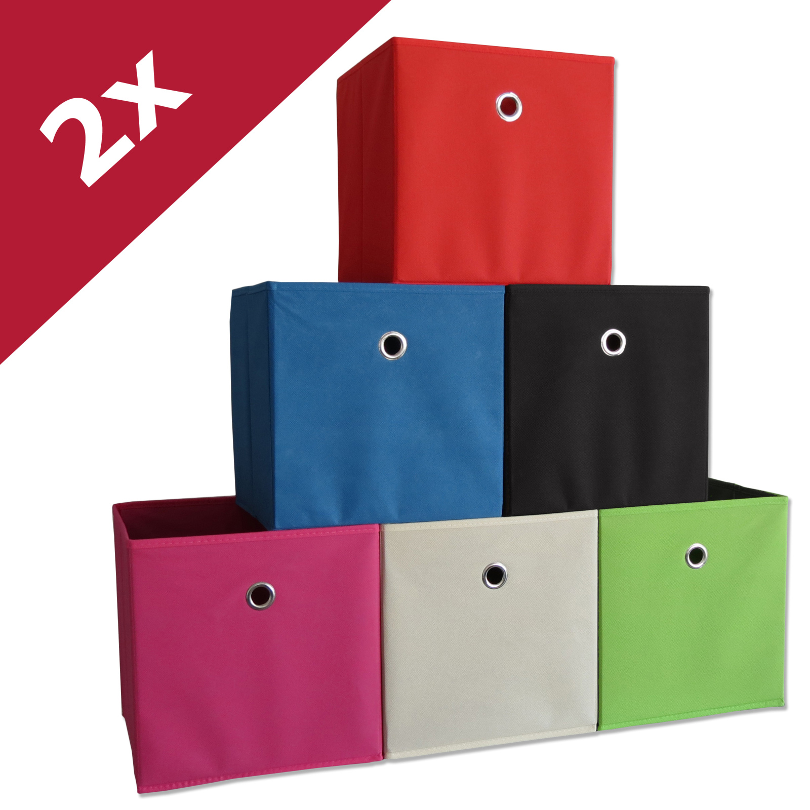 2er-Set Faltboxen BOXAS - weiß-natur - quadratisch