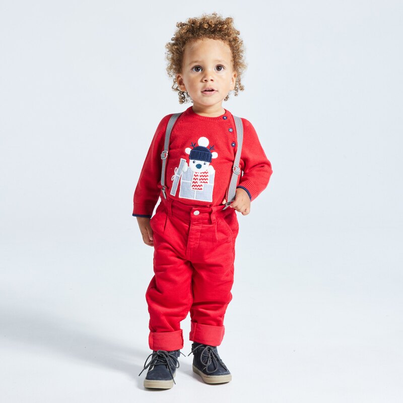 Pull maille patch renne rouge bébé garçon Rouge