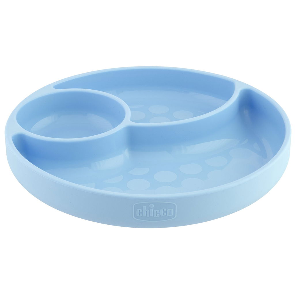 ChiccoChicco   Silikonteller mit Unterteilungen und Saugfuss blau