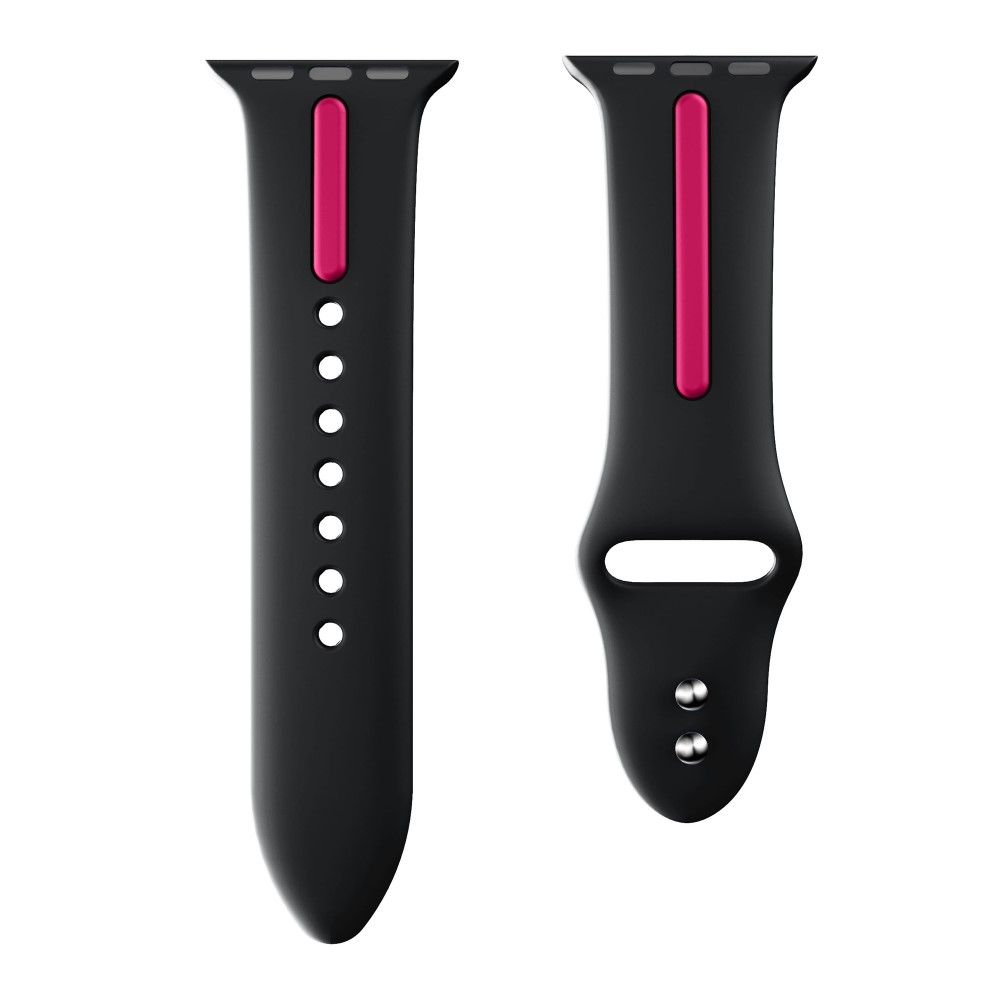 Apple Watch (42/41/40/38 mm) Ersatz Silikon Armband Dual Color - Schwarz / Pink
