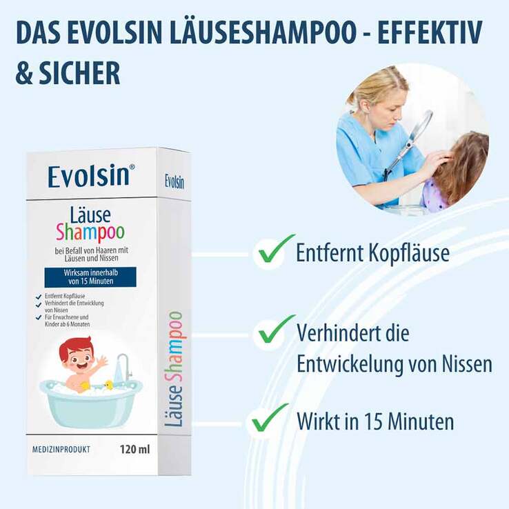 Evolsin Läuseshampoo mit Läusekamm, 120 ml