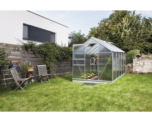 Vitavia Venus 6200 kas, 4 mm dubbelwandige polycarbonaat panelen, inclusief fundering, 195 x 321 cm, aluminium