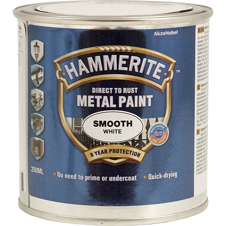 Hammerite glat metalmaling 250 ml - hvid