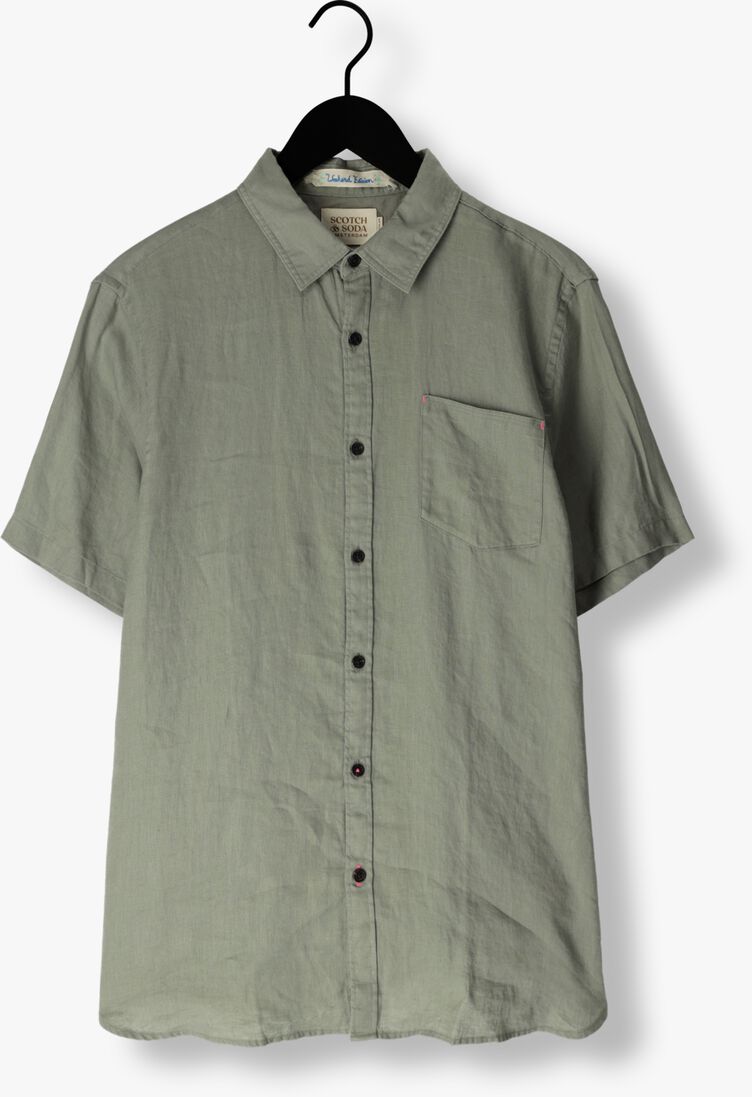 SCOTCH & SODA donkergroene scotch & soda casual overhemd short sleeve linen shirt