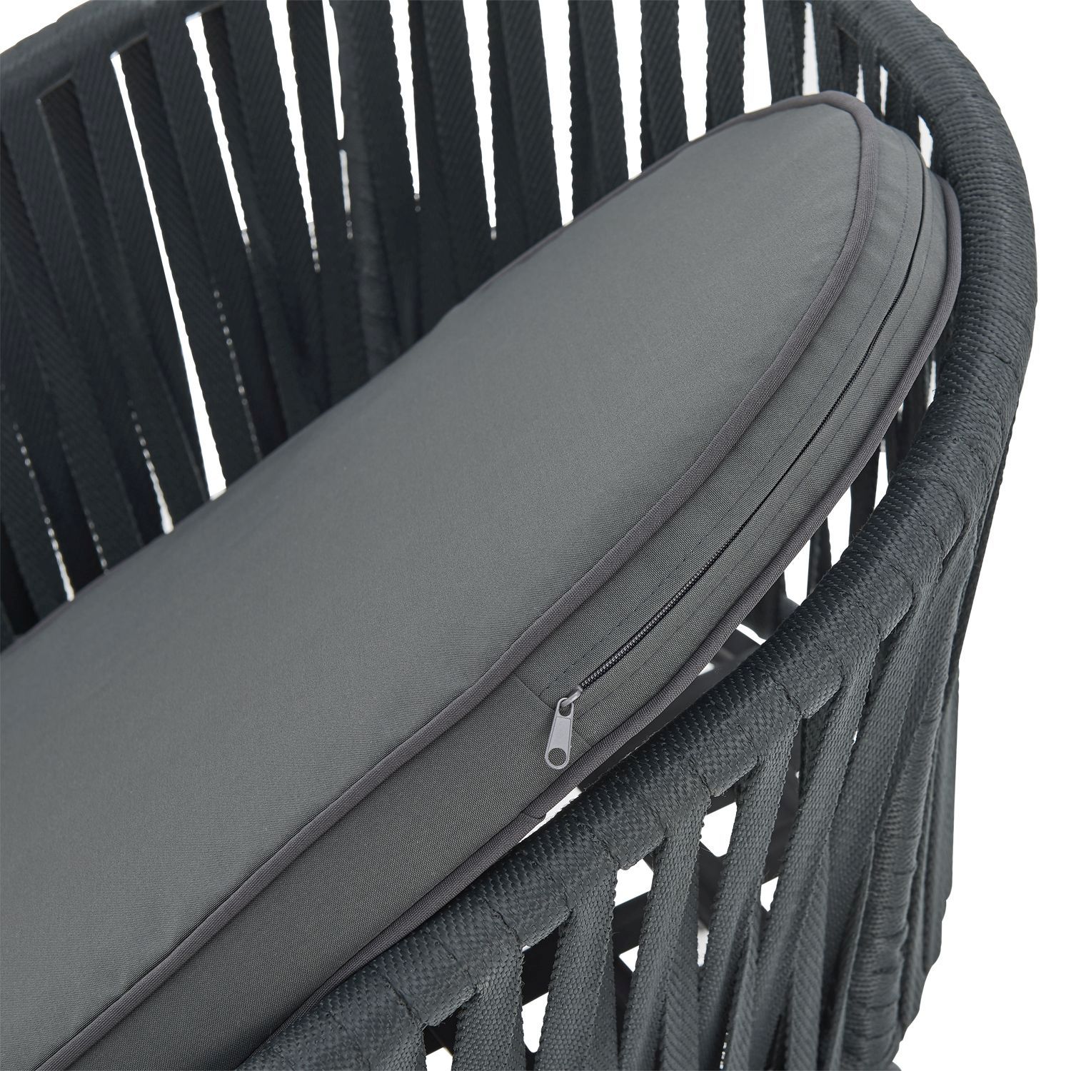 Juskys Rope Stühle 2er Set - mit Seilgeflecht & Polster -wetterfester & bis 160 kg belastbar - Grau