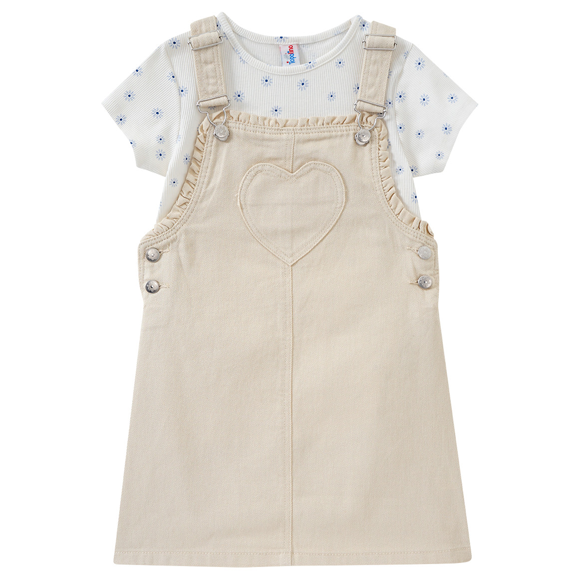 Topolino Mädchen Latzkleid und T-Shirt im Set beige / weiss