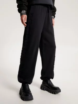 Calças de moletom casuais com aplique de logotipo tonal