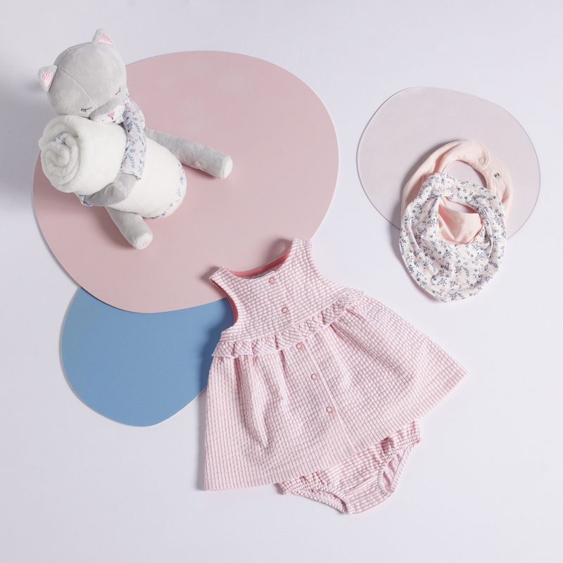 Doudou chat et plaid blanc naissance