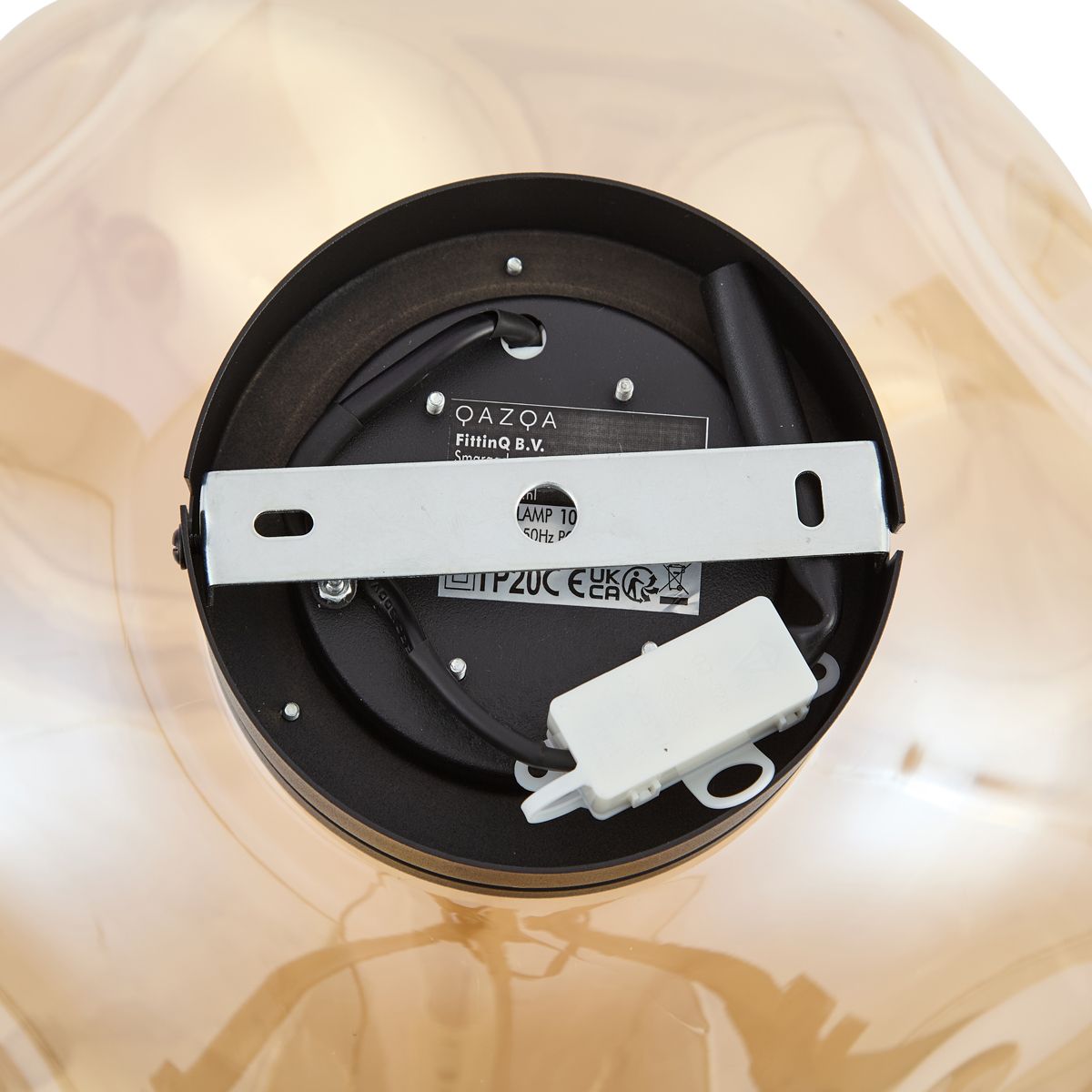 Design plafondlamp zwart met amber glas - Gemma