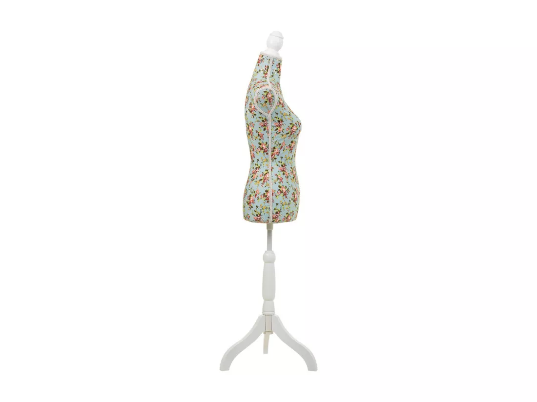 Mannequin en bois et mousse habillé de tissu vert 24x37,5x168h